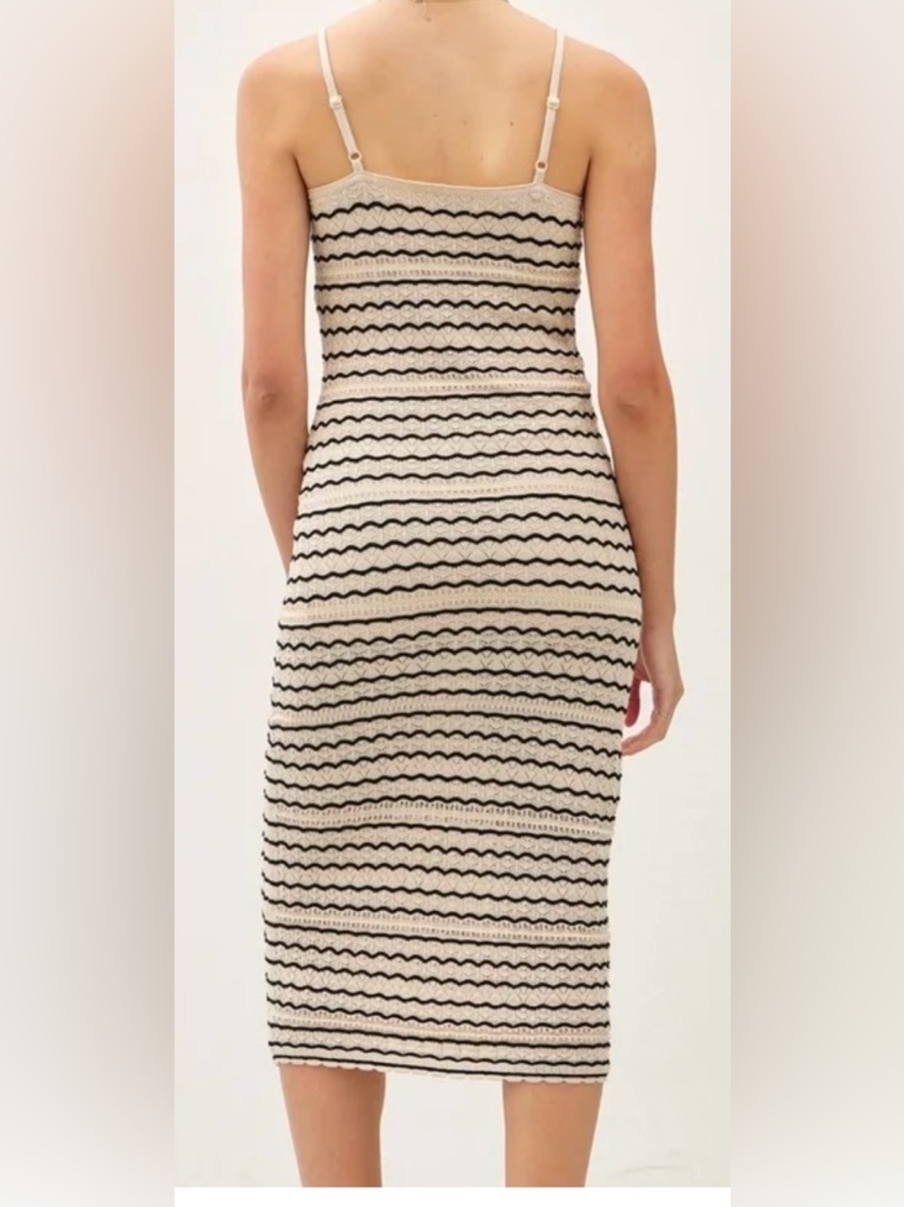 Cream Crochet V‑Neck Spaghetti‑Strap Midi Dress — Timeless Summer Knit - Picture 2 of 8